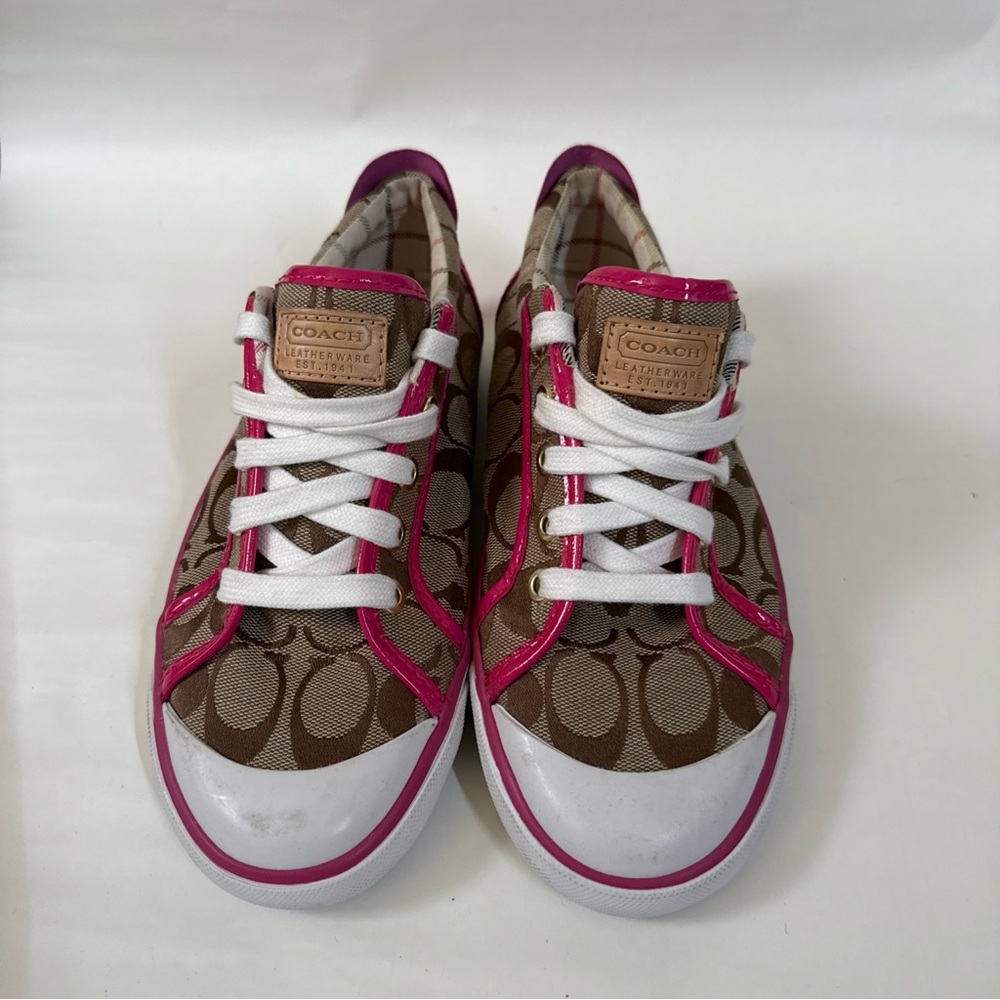 Coach Brown and Pink Monogram Sneakers